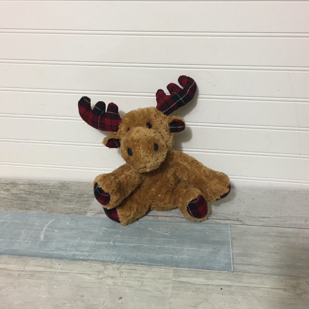 MTY International Moose Plush Plaid Antlers Stuffed Animal Toy